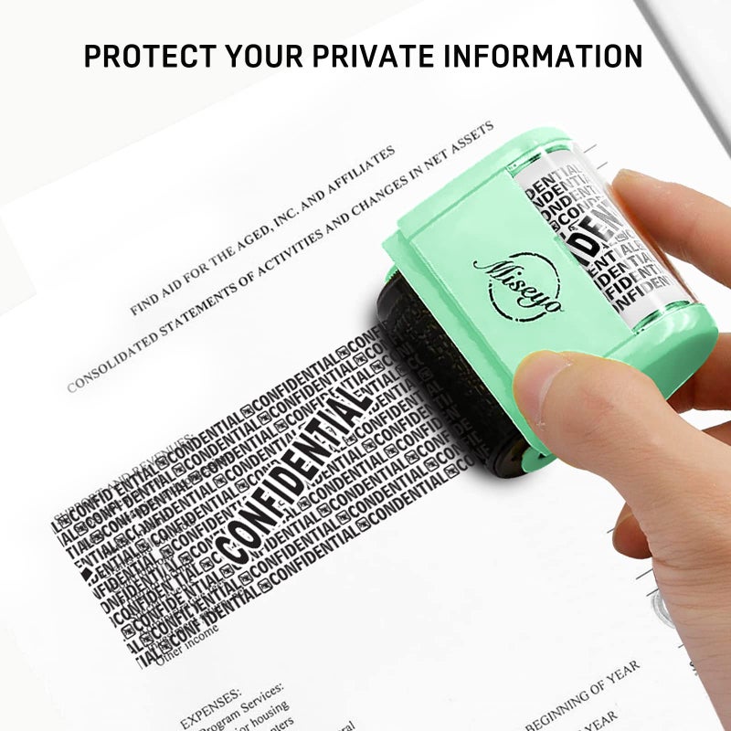 Miseyo Wide Roller Stamp Identity Theft Stamp 1.5 Inch Perfect for Privacy Protection - Mint Green - Image 3